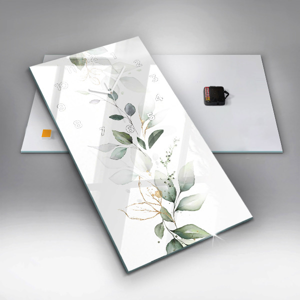 Zegar ścienny pionowy Abstrakcja liście