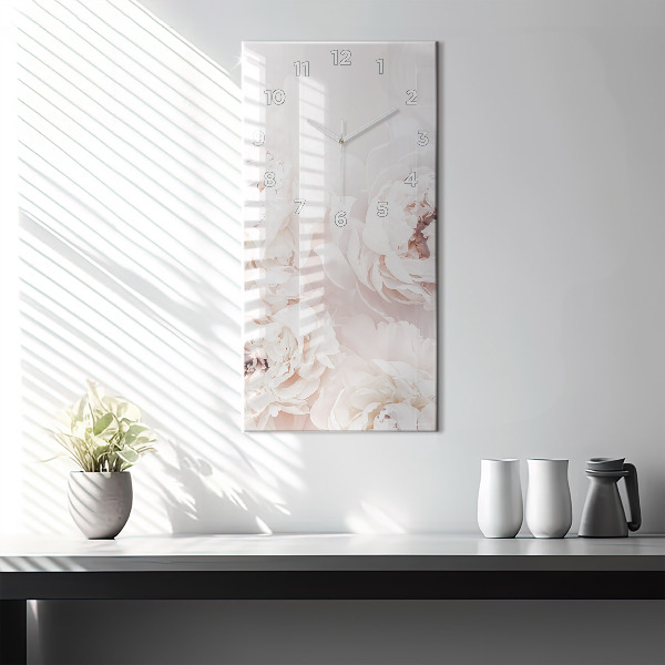 Zegar szklany pionowy Kwiaty piwonii