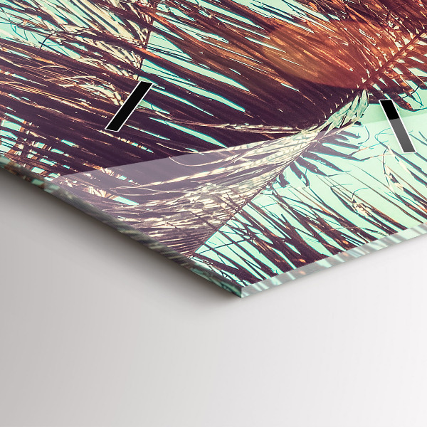 Zegar szklany pionowy Tropikalne palmy