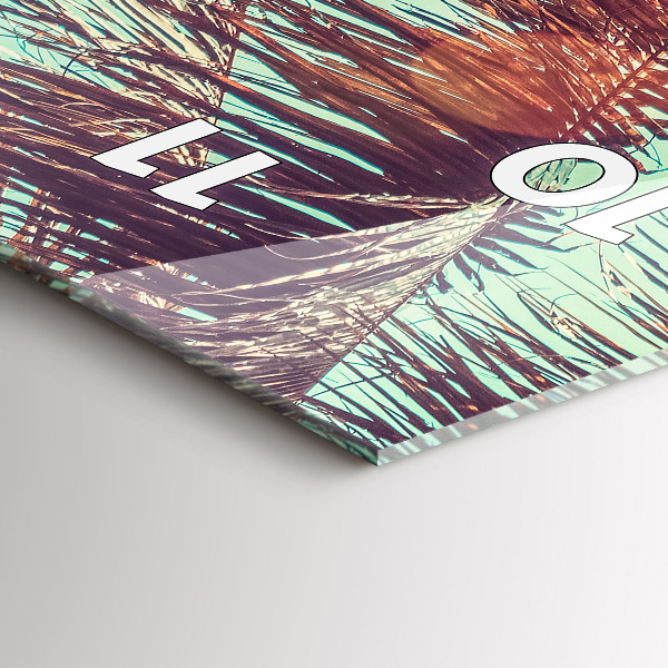 Zegar szklany pionowy Tropikalne palmy