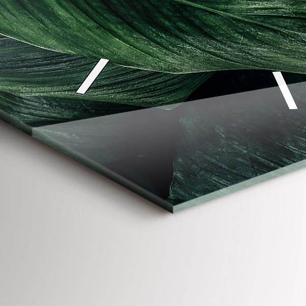 Zegar szklany pionowy Tropikalna monstera