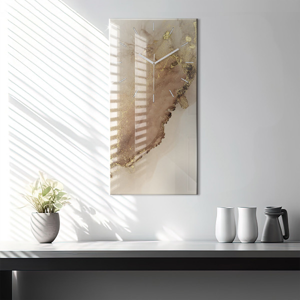 Zegar szklany pionowy Beżowa sztuka nowoczesna