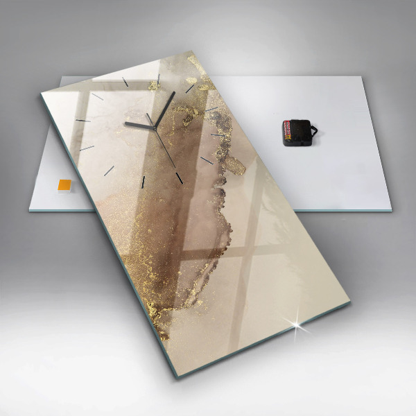 Zegar szklany pionowy Beżowa sztuka nowoczesna