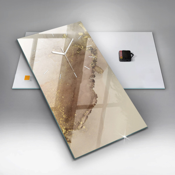 Zegar szklany pionowy Beżowa sztuka nowoczesna