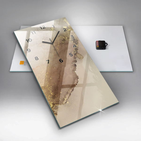 Zegar szklany pionowy Beżowa sztuka nowoczesna