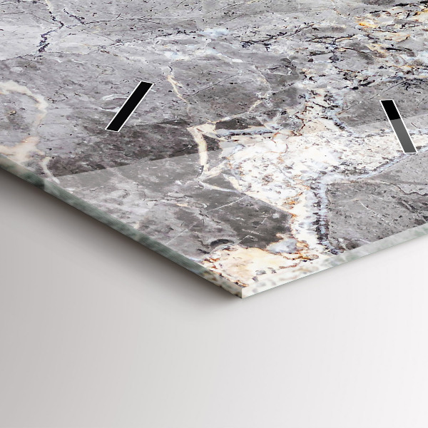 Zegar szklany pionowy Szary granit marmur