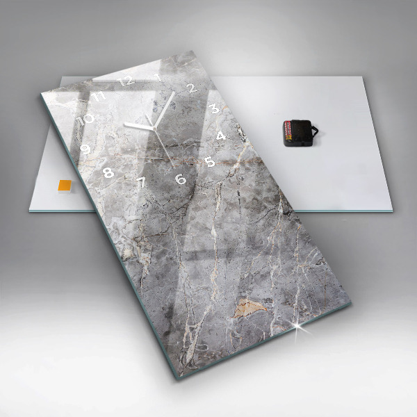 Zegar szklany pionowy Szary granit marmur