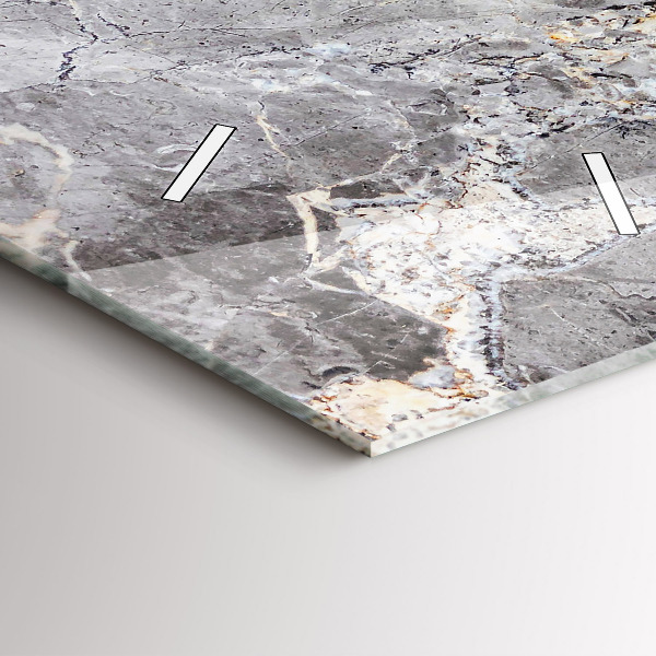 Zegar szklany pionowy Szary granit marmur