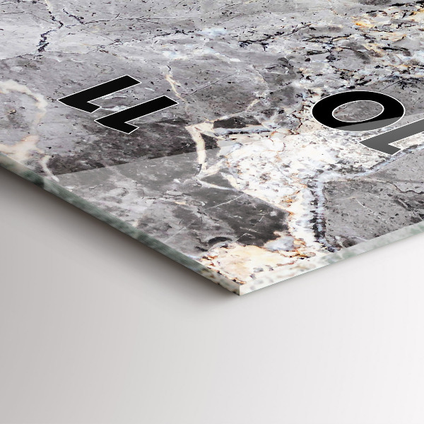 Zegar szklany pionowy Szary granit marmur