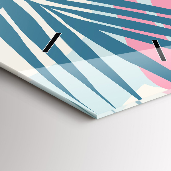 Zegar szklany pionowy Pastelowe liście – tropiki