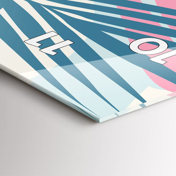 Zegar szklany pionowy Pastelowe liście – tropiki