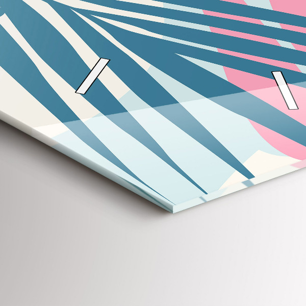 Zegar szklany pionowy Pastelowe liście – tropiki