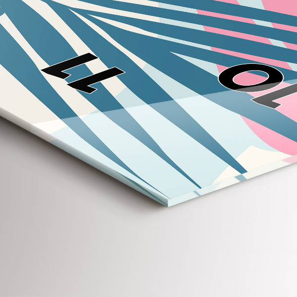 Zegar szklany pionowy Pastelowe liście – tropiki