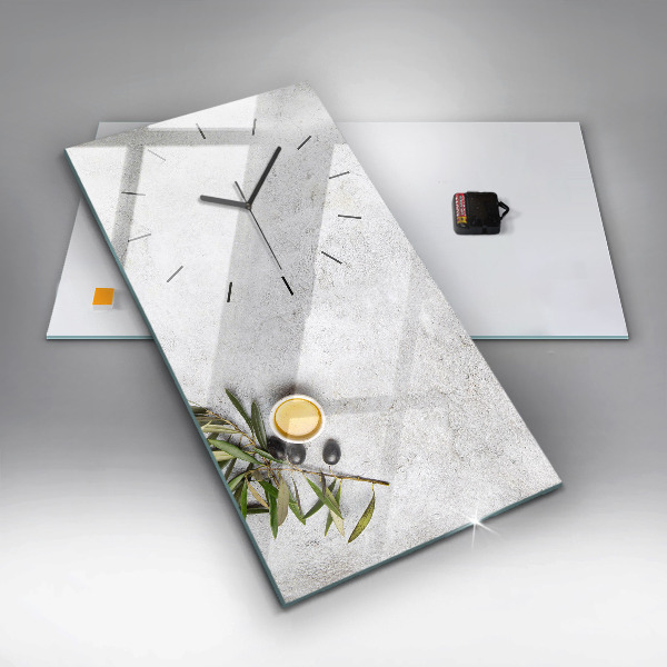 Zegar szklany pionowy Minimalistyczne oliwki