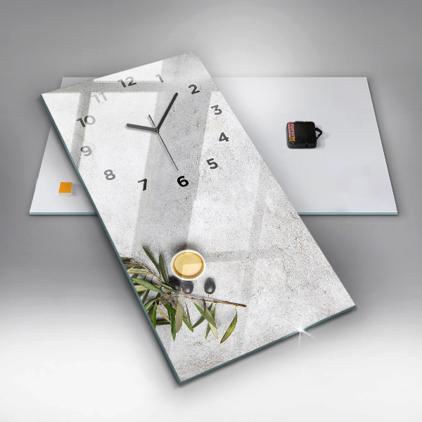 Zegar szklany pionowy Minimalistyczne oliwki