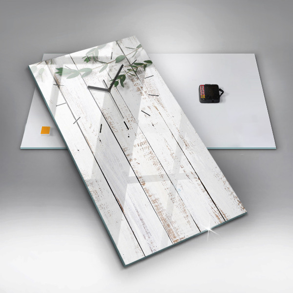 Zegar szklany pionowy Drewniane jasne deski