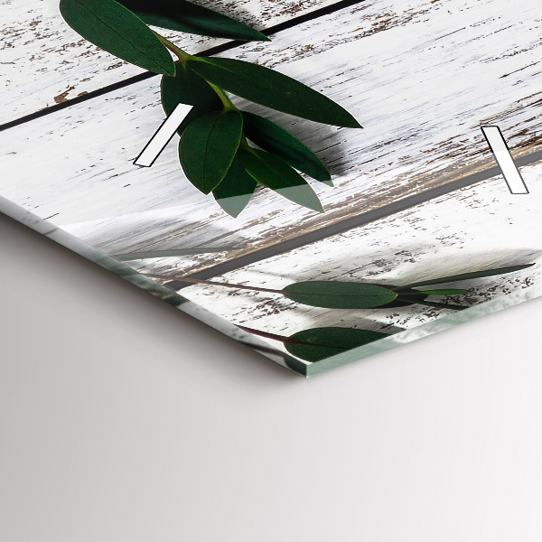 Zegar szklany pionowy Drewniane jasne deski