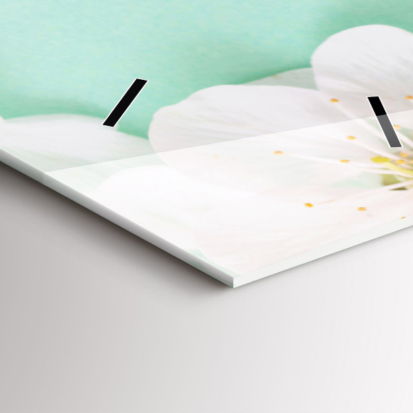 Zegar szklany pionowy Kwitnące kwiaty jabłoni