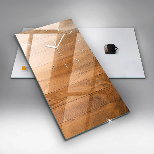 Zegar szklany pionowy Drewniane deski