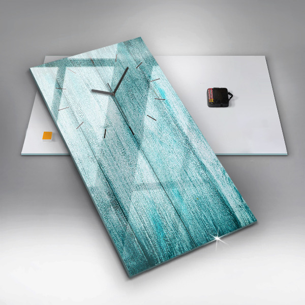 Zegar szklany pionowy Niebieskie stare drewno