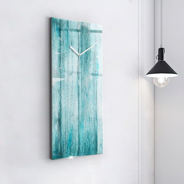 Zegar szklany pionowy Niebieskie stare drewno
