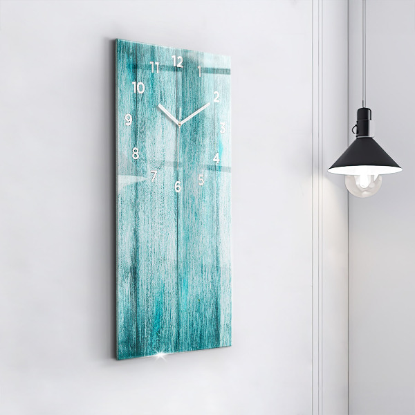 Zegar szklany pionowy Niebieskie stare drewno