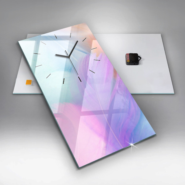 Zegar szklany pionowy Kolorowe pióra