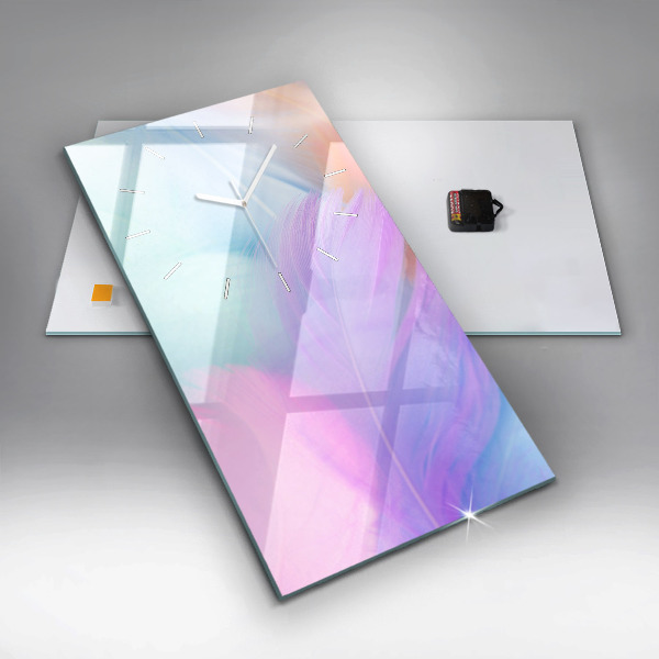 Zegar szklany pionowy Kolorowe pióra