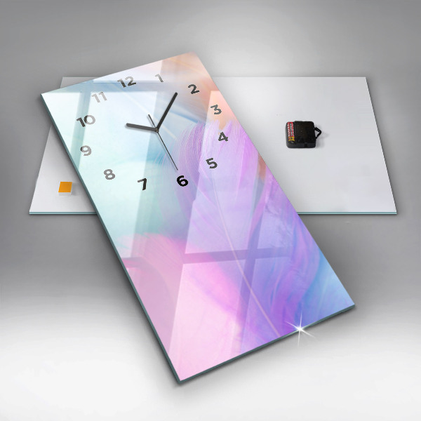 Zegar szklany pionowy Kolorowe pióra