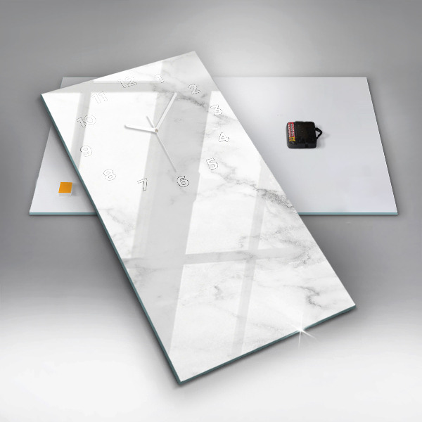 Zegar szklany pionowy Elegancki marmur