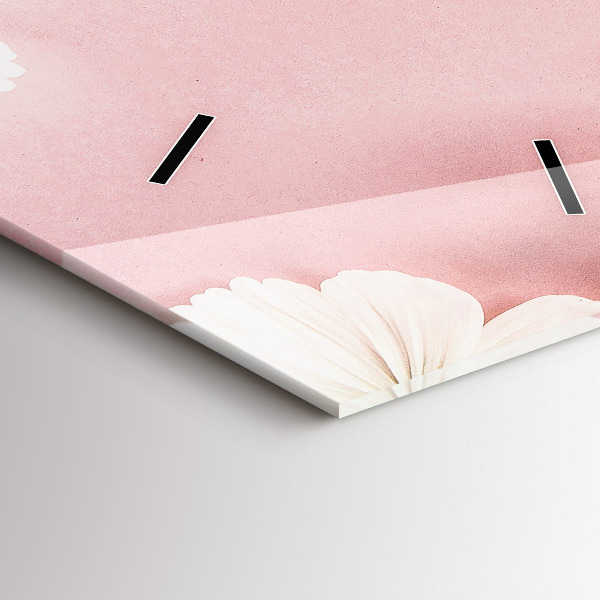 Zegar szklany pionowy Kwiaty stokrotki