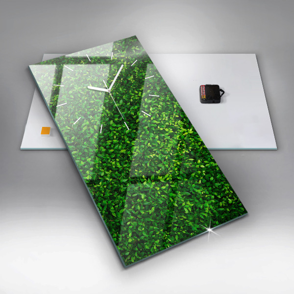 Zegar szklany pionowy Żywopłot liście