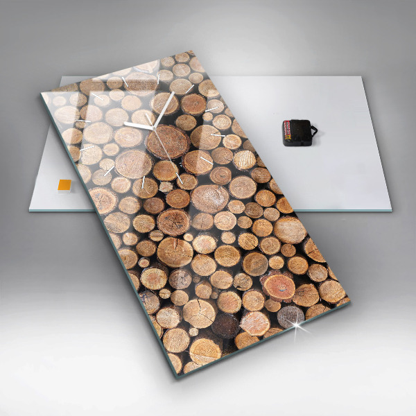 Zegar szklany pionowy Słoje drzew