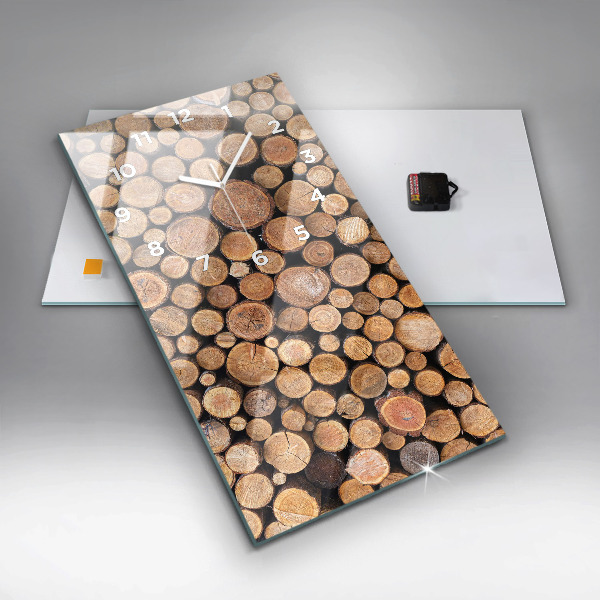 Zegar szklany pionowy Słoje drzew