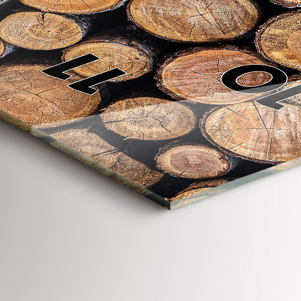 Zegar szklany pionowy Słoje drzew