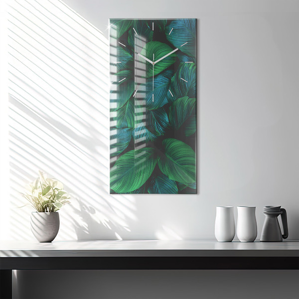 Zegar szklany pionowy Przyroda liście