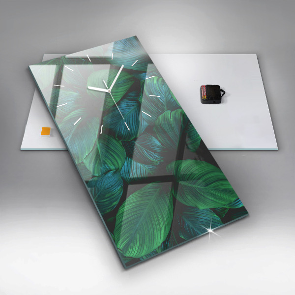 Zegar szklany pionowy Przyroda liście