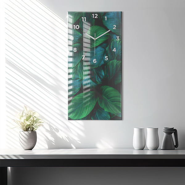 Zegar szklany pionowy Przyroda liście