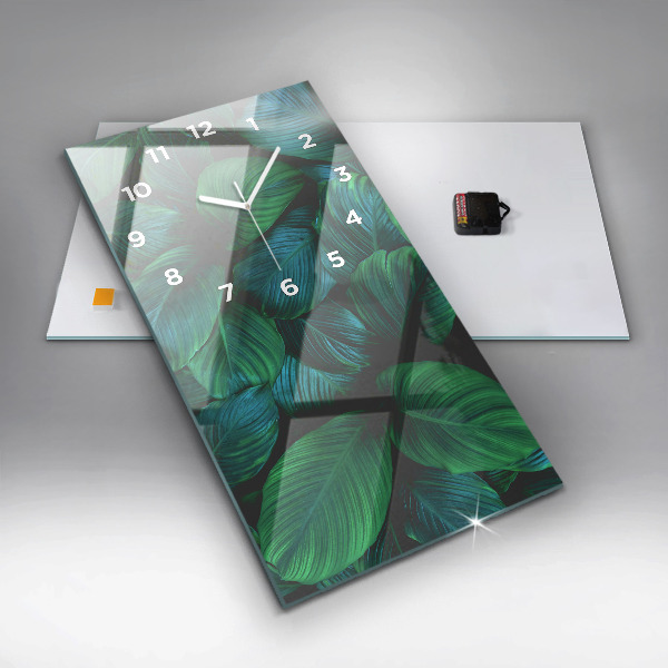 Zegar szklany pionowy Przyroda liście