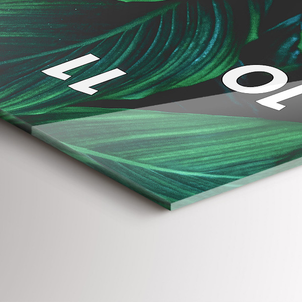 Zegar szklany pionowy Przyroda liście