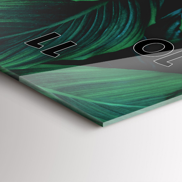 Zegar szklany pionowy Przyroda liście