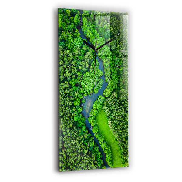 Zegar szklany pionowy Rzeka w lesie