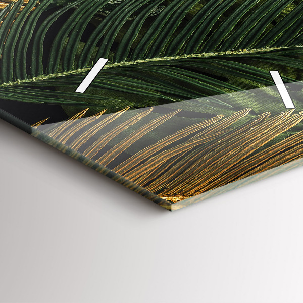 Zegar szklany pionowy Liście dżungla