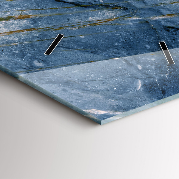 Zegar szklany pionowy Tekstura niebieski marmur