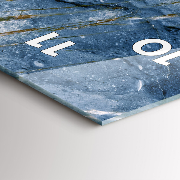 Zegar szklany pionowy Tekstura niebieski marmur