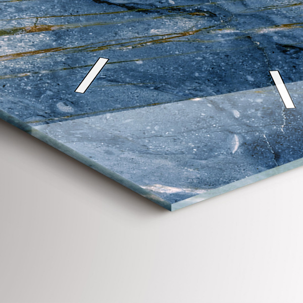 Zegar szklany pionowy Tekstura niebieski marmur