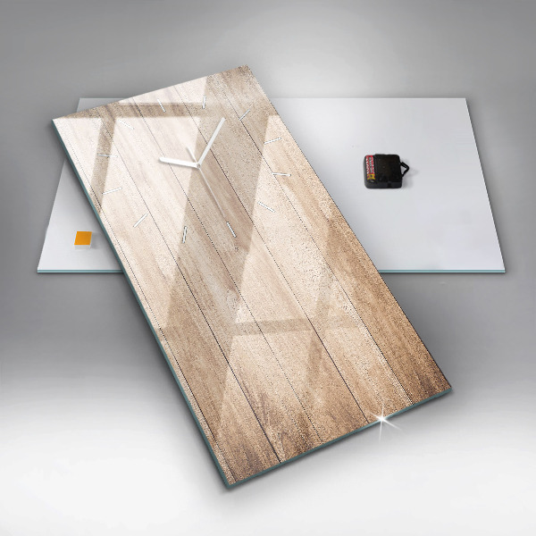 Zegar szklany pionowy Drewniana tekstura