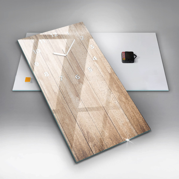 Zegar szklany pionowy Drewniana tekstura