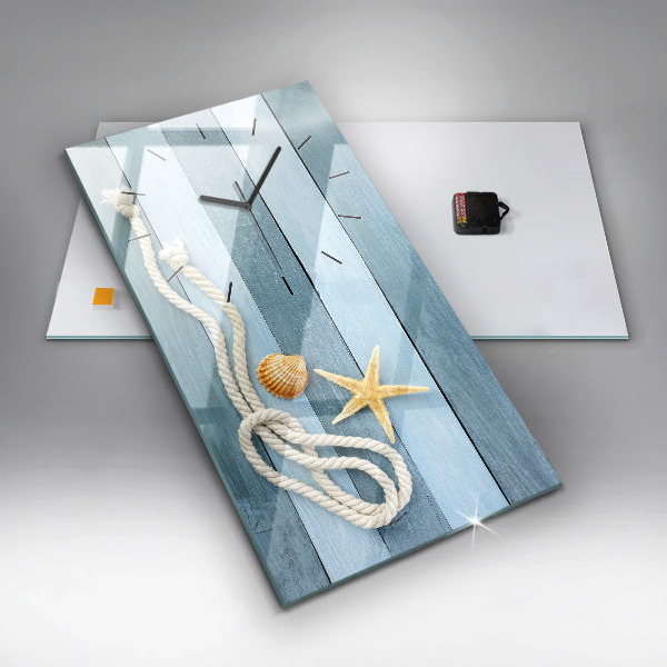 Zegar szklany pionowy Deski pasy i muszelka