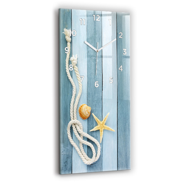 Zegar szklany pionowy Deski pasy i muszelka